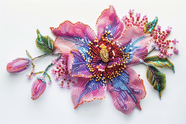 Kolorowy haft - motyw kwiatowy